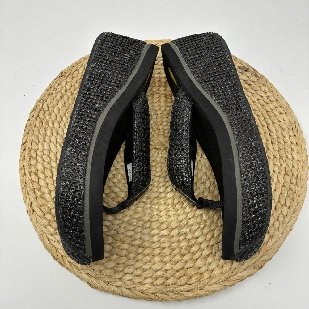 Volatile Vintage Y2K Platform Wedge Thong Sandals‎ Black Women's Size 9 Chunky
